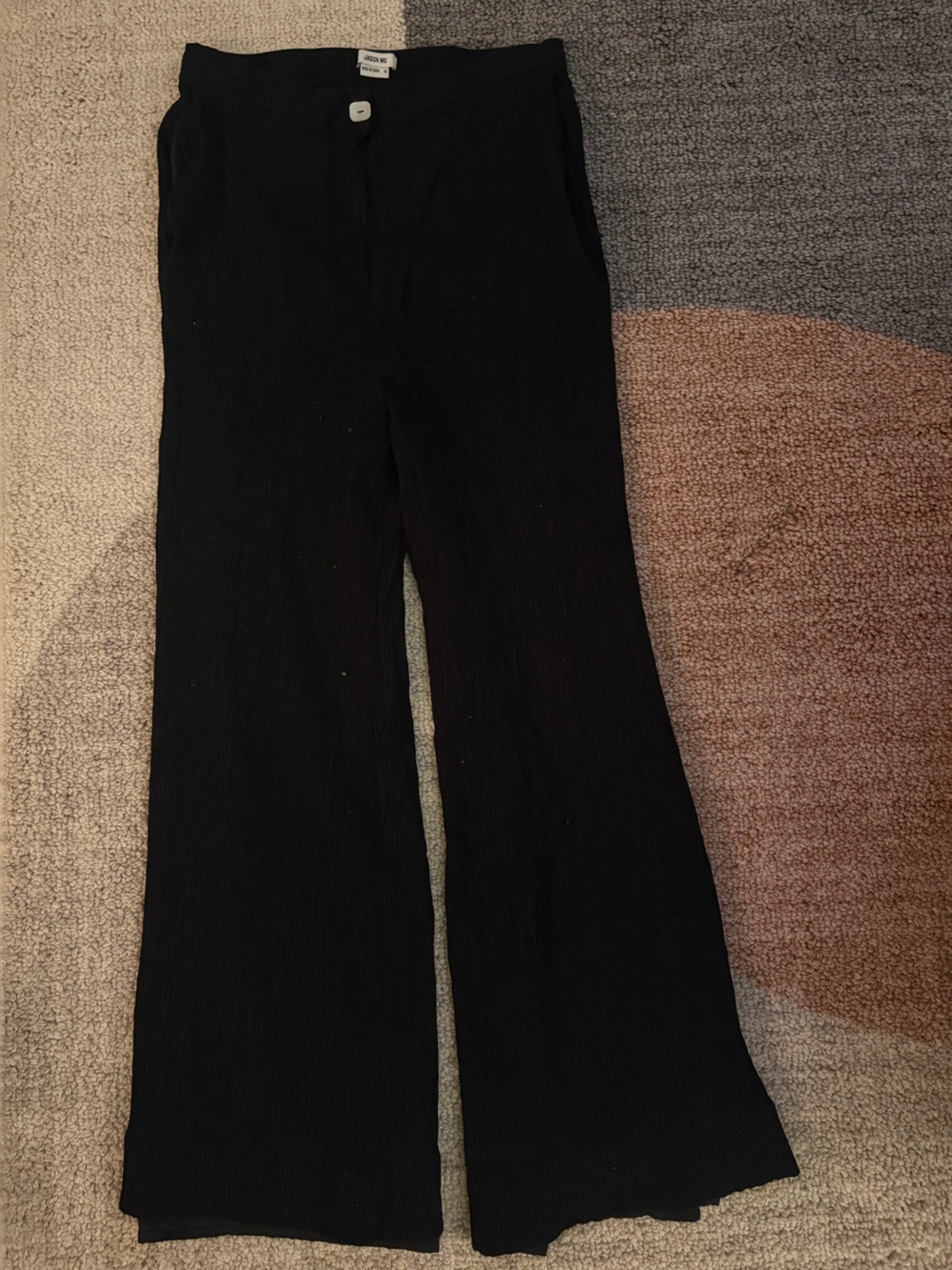 Jason Wu Black Ribbed/Palazzo Wide-Leg Pants